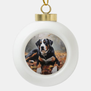 Grote Zwitserse berg in de herfst bladeren Herfst Keramische Bal Ornament