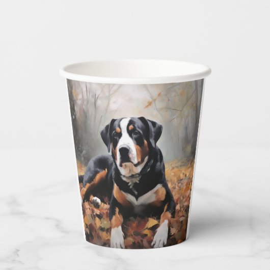 Grote Zwitserse berg in de herfst bladeren Herfst Papieren Bekers (Achterkant)