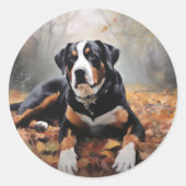 Grote Zwitserse berg in de herfst bladeren Herfst Ronde Sticker (Voorkant)