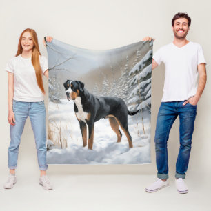 Grote Zwitserse Berg Laat Het Sneeuwen Kerstmis Fleece Deken