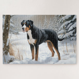 Grote Zwitserse Berg Laat het Sneeuwen Kerstmis Legpuzzel