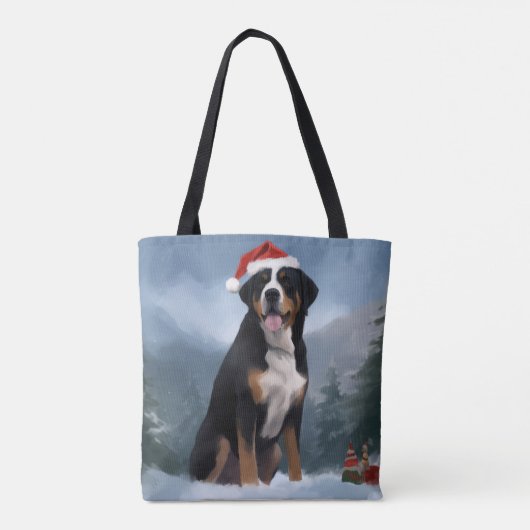 Grote Zwitserse Berghond in Sneeuw Kerstmis Draagtas (Achterkant)