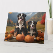 Grote Zwitserse Berghond Puppy Herfstplezier Pompo Kaart (Voorkant)