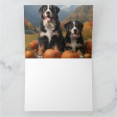 Grote Zwitserse Berghond Puppy Herfstplezier Pompo Kaart (Binnen)