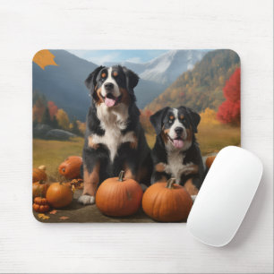 Grote Zwitserse Bergpup Herfst Plezier Pompoen Muismat
