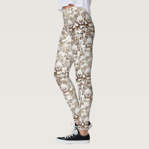 Groter gezichtsontwerp wit en bruin leggings