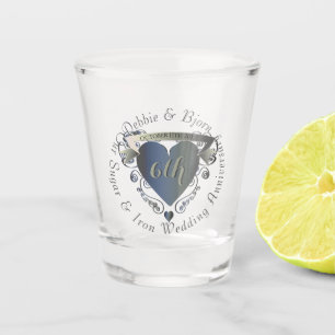 Groter"Ons 6e Suiker & IJzer Jubileum"3D Hart Shot Glas