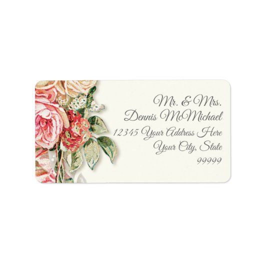 Groter retouradres Elegante  blush Rozen Etiket (Voorkant)