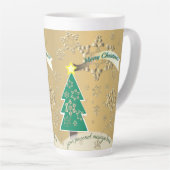 Grotere besneeuwde bronzen kerstboom scène latte M Latte Mok (Rechterhoek)