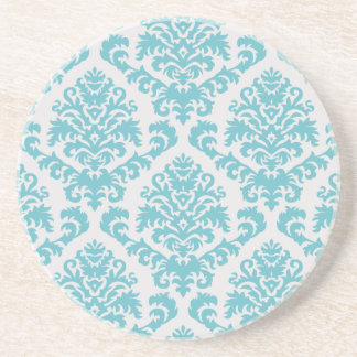 GROTERE DAMASK IN TURQUOÏE EN LICHTE GRAY ZANDSTEEN ONDERZETTER