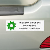 Grotere groene bahai ster, De aarde is maar één c. Bumpersticker (Op auto)