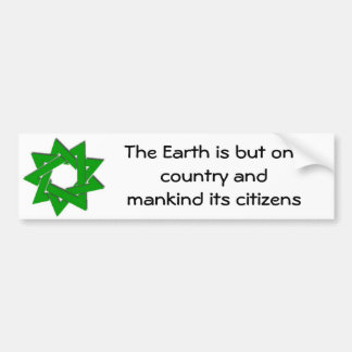 Grotere groene bahai ster, De aarde is maar één c. Bumpersticker
