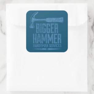 Grotere Hammer Handyman Services Blauwgroen BG Vierkante Sticker