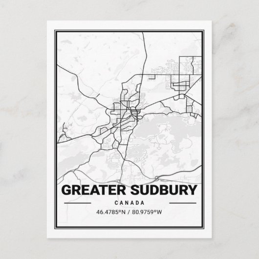 Grotere kaart van de stad Sudbury Ontario Canada (Voorkant)