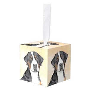 Grotere Zwitserse berghondschilderkunst - Oorspron Kubus Ornament