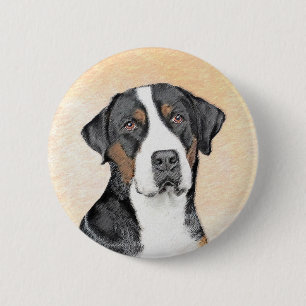 Grotere Zwitserse berghondschilderkunst - Oorspron Ronde Button 5,7 Cm
