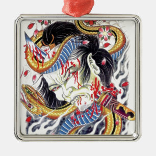 Grotesk- en slangenontwerp Tattoo Metalen Ornament