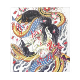 Grotesk- en slangenontwerp Tattoo Notitieblok