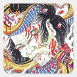 Grotesk- en slangenontwerp Tattoo Vierkante Sticker