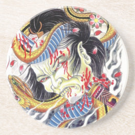 Grotesk- en slangenontwerp Tattoo Zandsteen Onderzetter