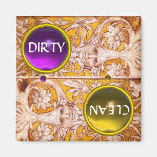 GROTESQUE FACE GOLD WHITE FLOWERS DIRTY CLEAN MAGNEET