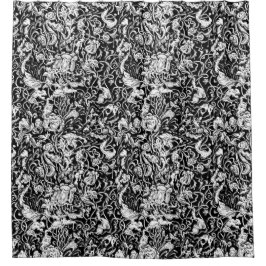 Grotesque Garden Black en White Shower Curtain Douchegordijn