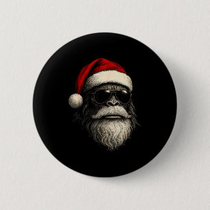 Grotevoet Gezicht Zonnebril Kerstman Kerst Grappig Ronde Button 5,7 Cm