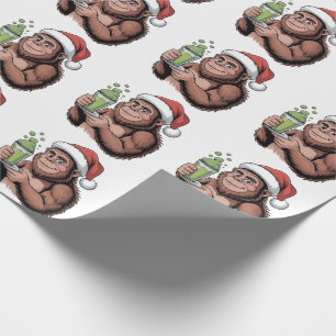 Grotevoet Kerstman Grappige Sasquatch met Matcha K Cadeaupapier