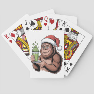 Grotevoet Kerstman Grappige Sasquatch met Matcha K Pokerkaarten