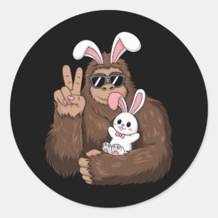 Grotevoet Konijn Funny Pasen Sasquatch Ronde Sticker