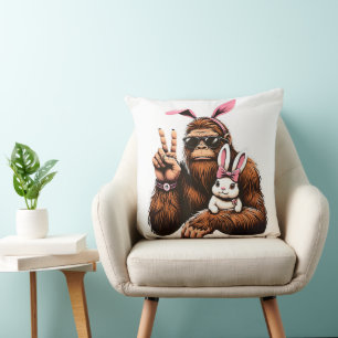 Grotevoet Konijn Grappige Pasen Dag Sasquatch Kussen