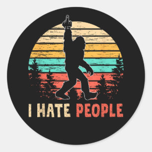 Grotevoet middelvinger ik haat mensen ronde sticker