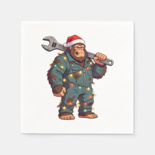 Grotevoet Sasquatch monteur Kerstmis Blauw shirt Servet
