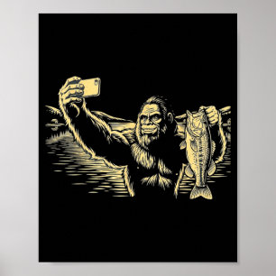 Grotevoet vis selfie grappige sasquatch baars poster
