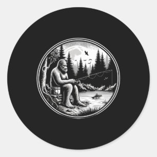 Grotevoet Vismeer Sasquatch Visser Funny Vis Ronde Sticker