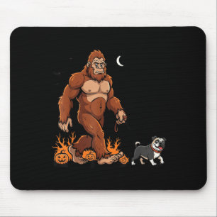 Grotevoet wandelende Pug Halloween hond Sasquatch Muismat