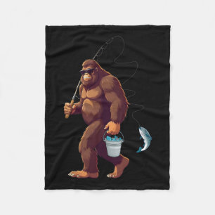 Grotevoetvisserij Grappige Retro Sasquatch Visser  Fleece Deken