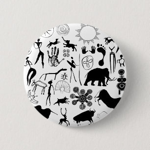 grotschilderingen - primitieve kunst ronde button 5,7 cm