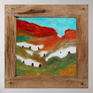 Grotte de bois rustique maisons paysage poster imp