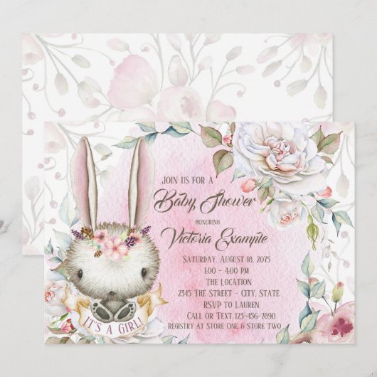 Grotte lapin lapin lapin bébé douche Invitations (Devant / Derrière)