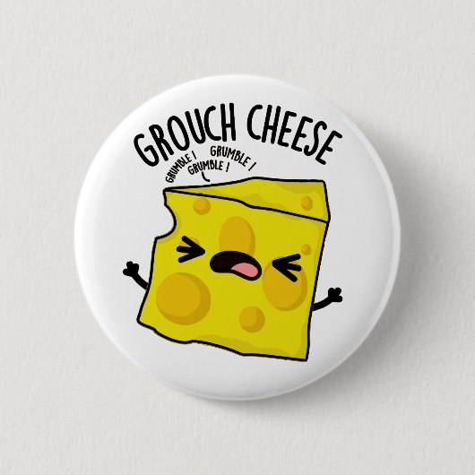 Grou-cheese Funny Cheese Pun Ronde Button 5,7 Cm (Voorkant)