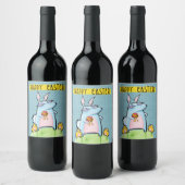 Grouchy Rabbit Bleu de Pâques Vin Étiquette boutei (Bouteilles)
