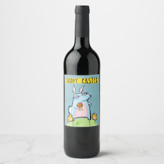 Grouchy Rabbit Bleu de Pâques Vin Étiquette boutei