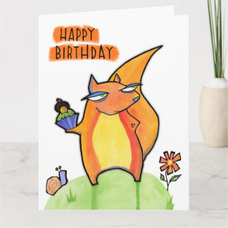 Grouchy Squirrel Verjaardag Grote Kaart
