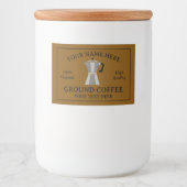 Ground coffee food label template with moka pot voedselcontainer etiket (Voorkant)