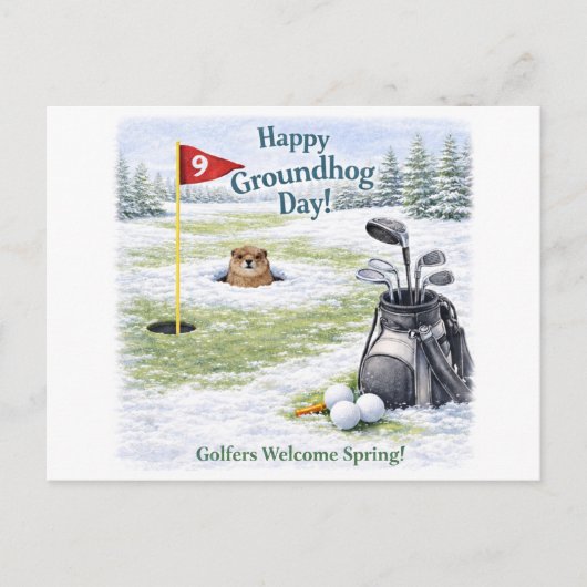 Ground hog day for Golfer Feestdagenkaart (Voorkant)