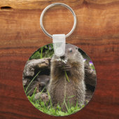 Ground Hog Munching op een Bloer Sleutelhanger (Voorkant)