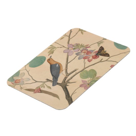 Ground Thrush and Moth on an Orchid Branch Magneet (Linkerzijde)