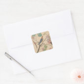 Ground Thrush and Moth on an Orchid Branch Vierkante Sticker (Envelop)