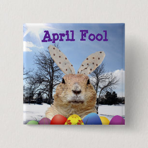 Groundhog April Fool Day Vierkante Button 5,1 Cm